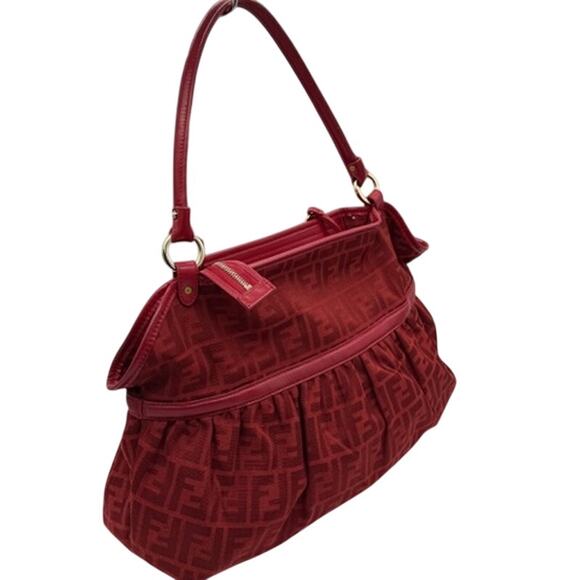 Fendi Red Zucca Chefs bag*Red Canvas & Leather*BEAUTIFUL CONDITION - Picture 8 of 16